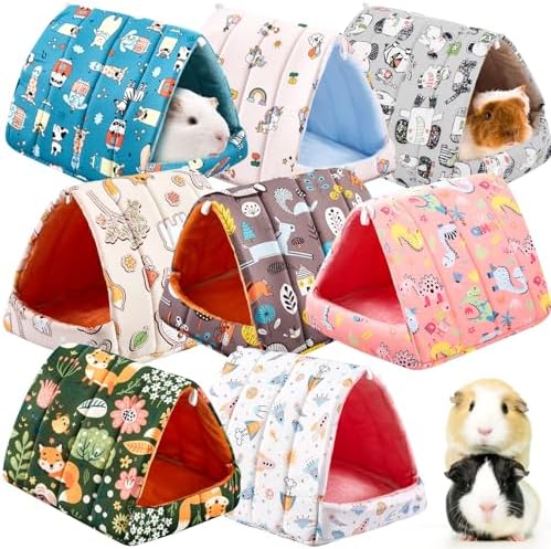 Cinnvoice 8 Pcs Guinea Pig Hideout Washable Bed for Hamster Bunny, 9.8 in