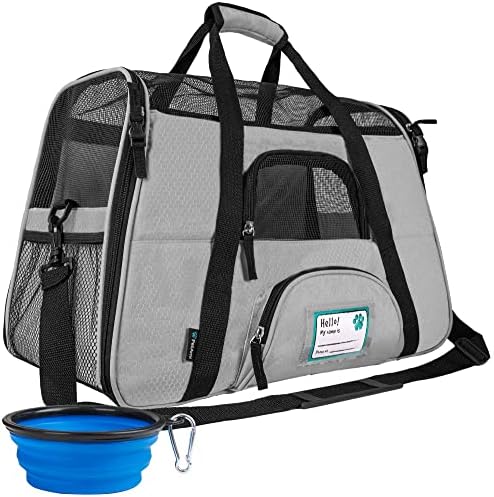 PetAmi Airline Approved Pet Carrier for Cats & Small Dogs, Small Light Gray