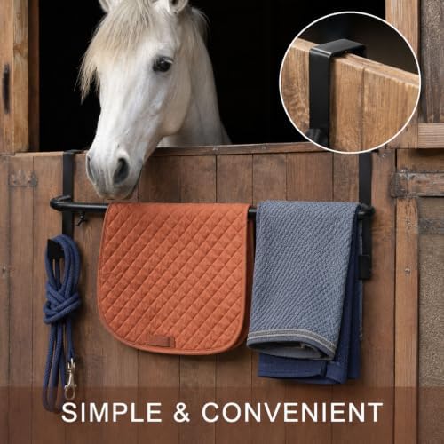 6Pcs Horse Blanket Rack with Bridle Hooks for Stable Storage, Adjustable Length Tool-Free Installation