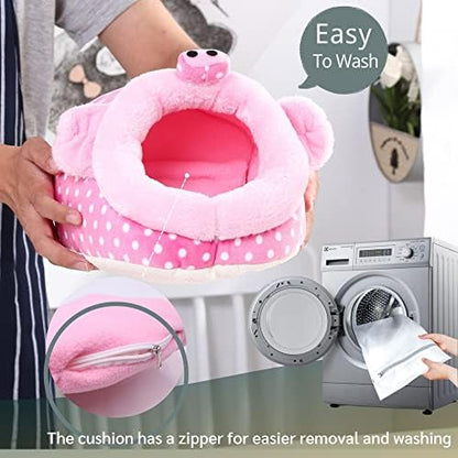 JanYoo Animal Bed Guinea Pig Accessories Cage Habitat Toy Hideout House Washable(L,Pig)