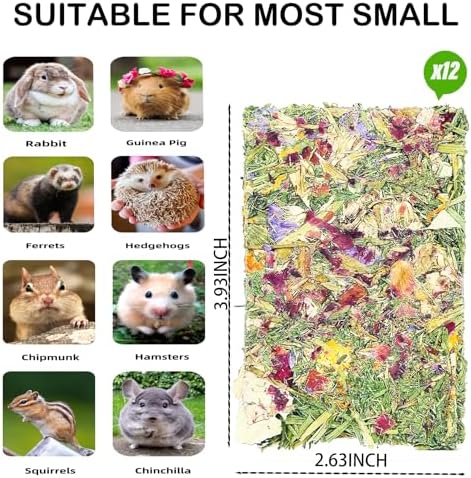 Rabbit Chew Toys 12pcs Timothy Hay Treats Bunny Herbal Flower Snack