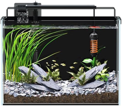 5 Gallon Fish Tank Starter Kit with Heater Filter Light Glass Rimless
