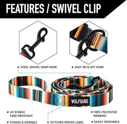 Wolfgang Heavy Duty Dog Leash, Pull-Tested to Over 800 lbs for Walking & Training, LostArt Print, Small