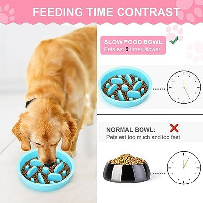Slow Feeder Dog Bowls 3 in 1 Stainless Steel Food Water Bowl to Slow Eating