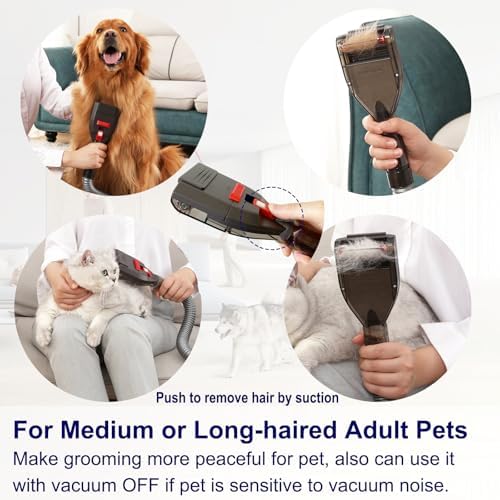 Dog Hair Vacuum Attachment for Dyson Vacuums, Pet Grooming Tool with Extension Hose and Adapter, Compatible with V6 V7 V8 V10 V11 V12 V15 Gen5 Animal Ball Upright Canister Cordless Stick Models