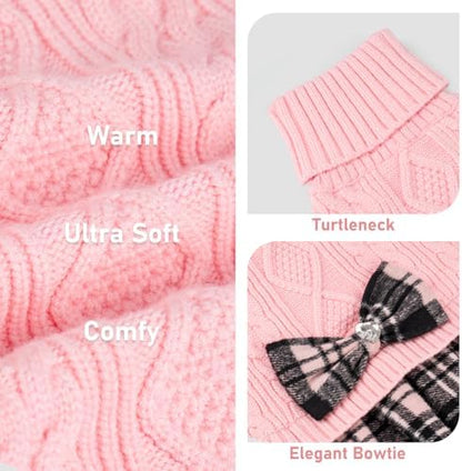 KYEESE Dog Sweater Dress for Small Medium Dogs Turtleneck Thick Knit