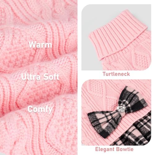 KYEESE Dog Sweater Dress for Medium Large Dogs Turtleneck Thick Knit