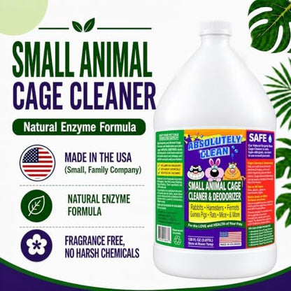 Absolutely Clean Amazing Small Animal Cage Cleaner, Just Spray/Wipe, Easily Removes Messes & Odors - Hamster Cages, Mice, Rat Cage, Guinea Pig Cage, Rabbit Cage, Ferret Cage, Dog Cage - USA Made