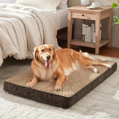 JOEJOY XL Dog Bed for Large Dogs up to 80 lbs, Fits 41" & 42" Crates, Orthopedic Egg Crate Foam Pet Bed with Washable Cover & Waterproof Liner, Non-Slip Bottom (41"x27", Brown)