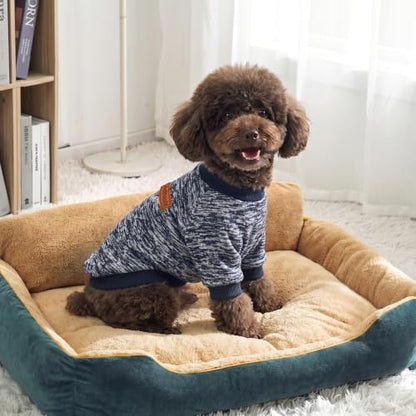 2 Pack Dog Sweaters for Small Dogs Girl Boy Winter Fleece Clothes Warm Soft Dog Sweatshirt Outfit for Dogs Cats Pet Apparel (Grey+Navy Blue, S (Back: 11.8",Chest: 15.7", 5.5-10Ibs))