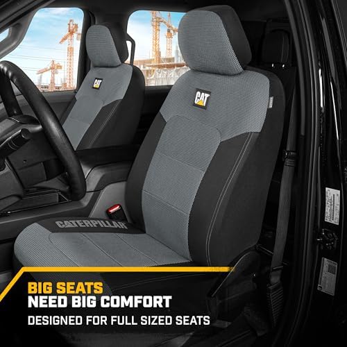 Cat MeshFlex Automotive Seat Covers for Cars Trucks and SUVs – Gray Car Seat Covers for Front Seats, Truck Seat Protectors with Comfortable Mesh Back, Set of 2