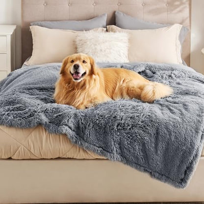 Bedsure Waterproof Dog Blankets for Large Dogs, Fluffy Faux Fur, 60×80"