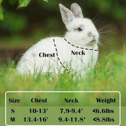 Rabbit Harness and Leash Set Escape Proof, Adjustable Soft Padded Vest, Breathable Mesh Bunny Harness with Reflective Strap, Safe for Small Animals(Orange,M)