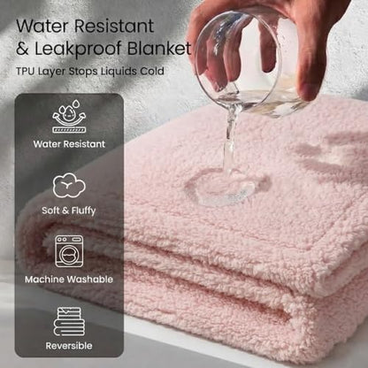 Pink Calming Pets Blanket 85x57in Fleece Dogs Blankets Fluffy Cats Sherpa Waterproof Bed Couch Covers Puppy Leakproof Sofa Mats Washable Warm-XL