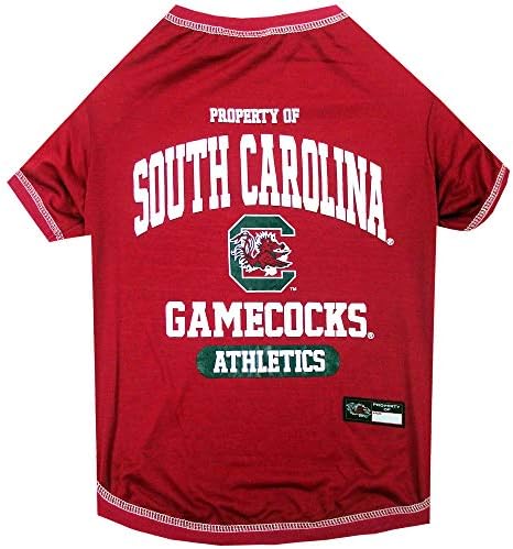 Pets First Collegiate SOUTH CAROLINA GAMECOCKS Dog T-Shirt, Small. - Licensed Shirt for Pets Team Colored with Team Logos.- Premium Stretchable Materials for the Comfrot of your Dog & Cat.