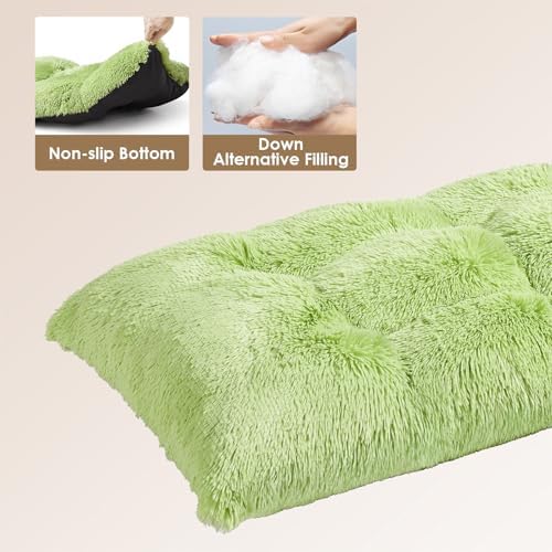 EHEYCIGA Fluffy Dog Crate Bed for Small Dogs, Plush Crate Pad, Green