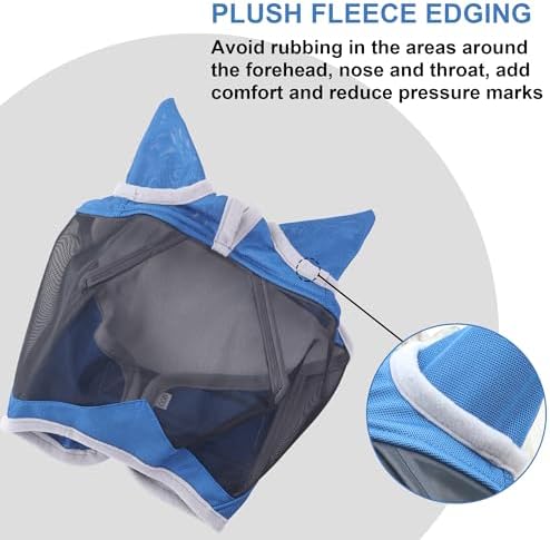Horse Fly Mask with Ears, Full Face Equine Fly Mask UV Protection