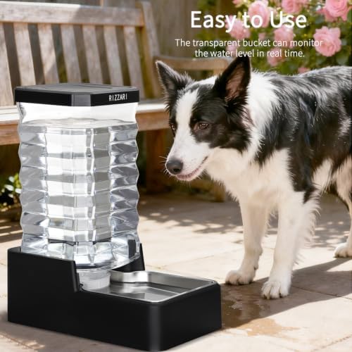 RIZZARI 2.64 Gallon Dog Water Bowl Dispenser:Wide Mouth Filter-Free Design