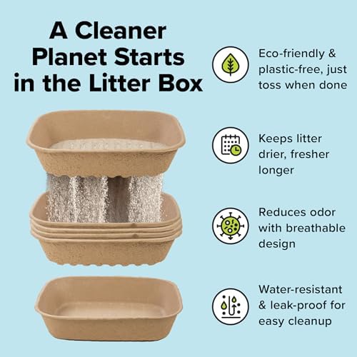 Kitty Sift (Set of 1 Litter Box & 5 Sifting Liners) Disposable Sifting Cat Litter Box Large, 6 Count, Durable and Portable for Travel and Home Odor Control