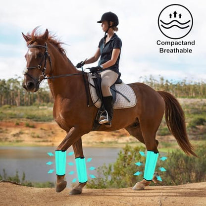 FOXLVDA Horse Fly Boots Set of 8 - Breathable Tough Mesh Equine Leg Wraps