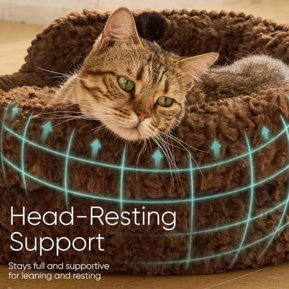 FUKUMARU Cat Bed for Indoor Cats, Small Dog Bed Washable, Round Kitten Bed