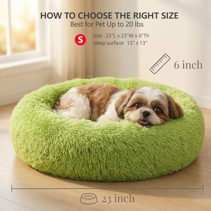 nononfish Calming Donut Dog Bed for Small Dogs,Soft Plush Pet Bed