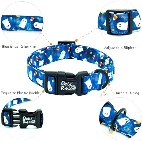 Halloween Blue Star Ghost Print Dog Collar for Small Dogs