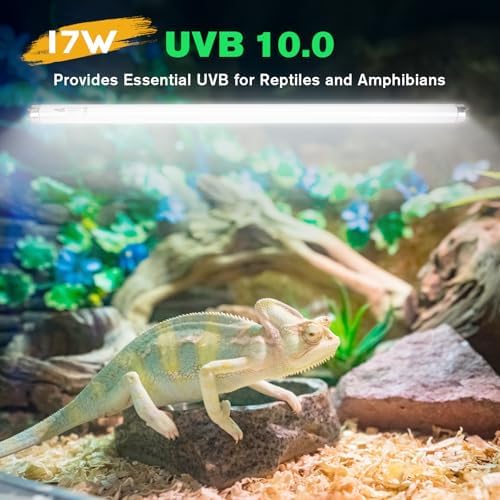 2-Pack UVB Reptile Light 10.0 Bulb 17W T8 Fluorescent Desert Lamp UVA for Bearded Dragon Tortoise Reptile & Amphibian