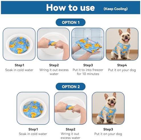 cyeollo 2Pack Dog Cooling Shirt Evaporative Cooling Vest, L, Yellow Duck