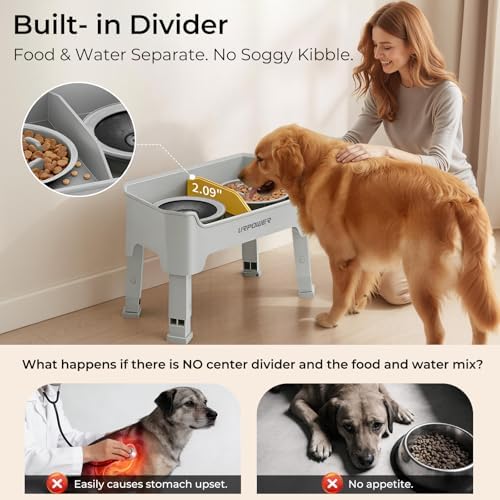 URPOWER Mess Proof Elevated Dog Bowls 4 Height Adjustable Raised Stand