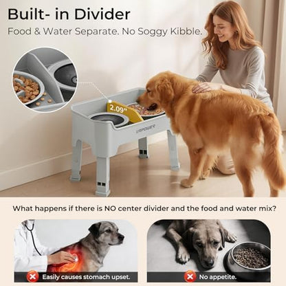 URPOWER Mess Proof Elevated Dog Bowls 4 Height Adjustable Raised Stand