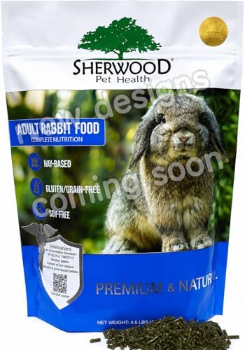 Sherwood Pet Health Adult Rabbit Food Alfalfa Timothy Hay-Based Blend 4.5 lbs, Grain and Soy-Free for Better Digestion