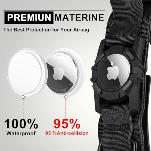 Tactical AirTag Dog Collar Leash Set - Heavy Duty, Adjustable GPS Collar