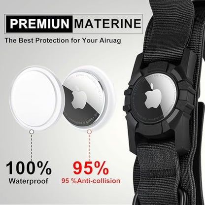Tactical AirTag Dog Collar Leash Set - Heavy Duty, Adjustable GPS Collar