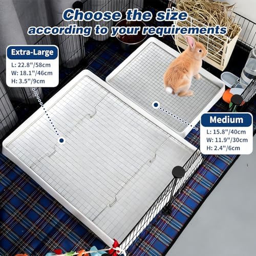 FHTONGE Extra Large Rabbit Litter Box Training Tray with Large Steel Grids