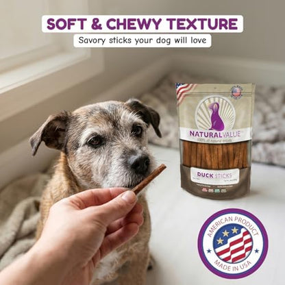 Loving Pets Natural Value Duck Sticks - Soft Jerky Dog Treats for Large & Small Breeds - Healthy Gluten, Wheat, Soy & Grain Free Pet Treats for Dogs