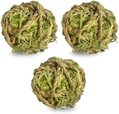 SunGrow Timothy Balls for Rabbits, Chew Toys for Oral Care & Digestion, High Fiber Hay Treats for Bunnies, Guinea Pigs & Small Pets, Teeth Trimmer & Encourage Foraging Instincts, 3 Pcs