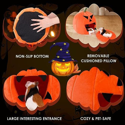 Guinea Pig Hideout - Guinea Pig Bed, Halloween Style Small Pet Hides, Ideal Bed for Small Pets, Pumpkin Shape, Orange