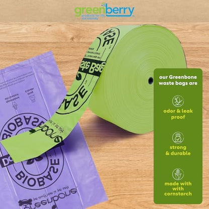Greenbone BioBase Pull and Go Poop Bags 300 Bag Roll Unscented For Home or Yard Box Dispenser