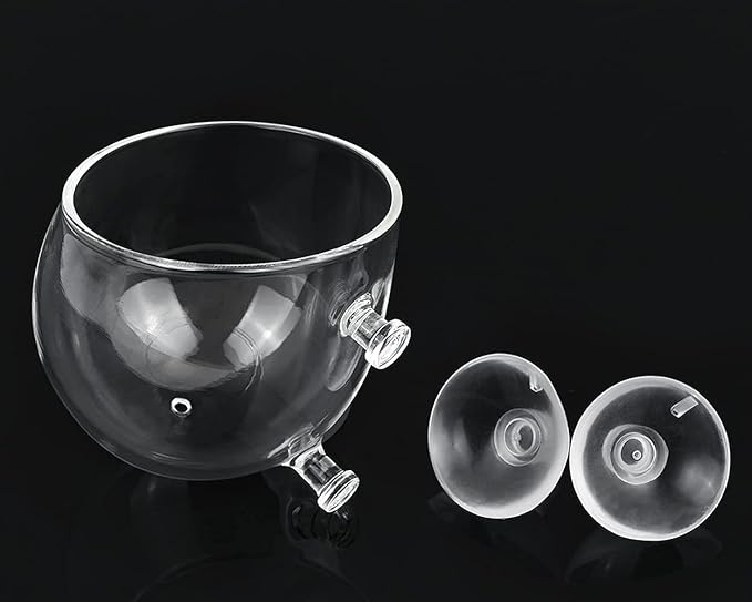 DS. DISTINCTIVE STYLE Aquatic Plant Cups 2 Pieces Crystal Glass Plant Pot with 2 Suction Cups for Aquarium Decoration