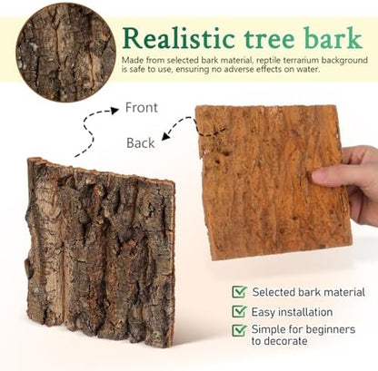 SHINEOFI Cork Bark Reptile Tank Background 4 pcs Terrarium Decor for Gecko Lizard Frog Bearded Dragon Natural Bark Pieces 5.90 X 5.90 X 0.78 in