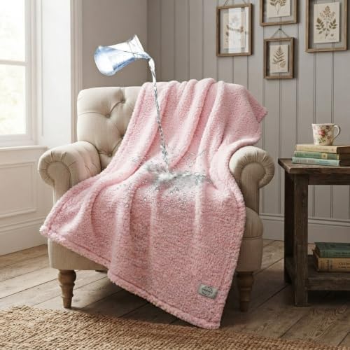 Waterproof Dog Blanket Reversible Fluffy Pet Bed Cover Pink Puppy Blankets Leakproof Sofa Couch Washable Cover Cat Pet Blanket for Warm-M