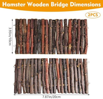 2 PCS Hamster Toys Flexible Wooden Hamster Bridge Ladder Tunnel Hide