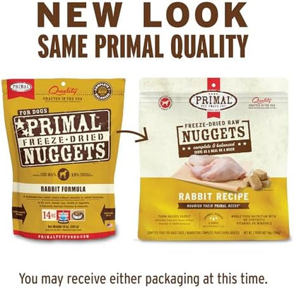 Primal Freeze Dried Raw Dog Food Nuggets, Rabbit, 5.5 oz