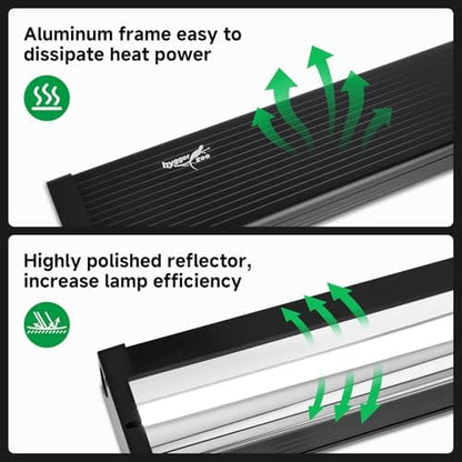 T5 UVB Reptile Light Fixture Upgrade Square HO UVB Bulb Lighting Combo Kit 10.0 UVB Light for Reptiles Terrarium Fluorescent 24W Reptile Light Bar UVA UVB Desert Lamp for Bearded Dragon Turtle Tank