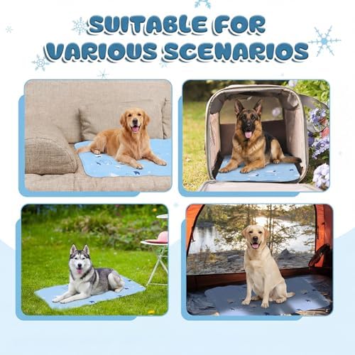 Nuanchu Pet Cooling Mat, Sky Blue Bear, 23.62 x 35.43 Inches, 1 Pcs