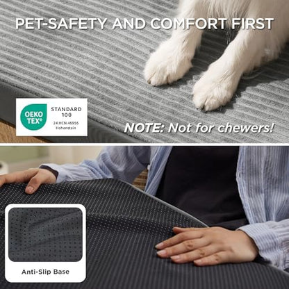 Bedsure ComfyFleece Large Dog Bed for Crate with Washable Cover, 35x22