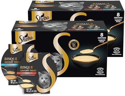 Sheba Bisque Cat Treats & Food Toppers, Variety, 1.4 oz, 8 Count, 2-Pack