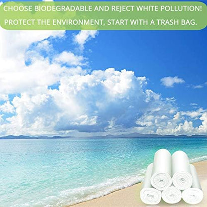 Biodegradable 2 Gallon Trash Bags, 100 Count, White