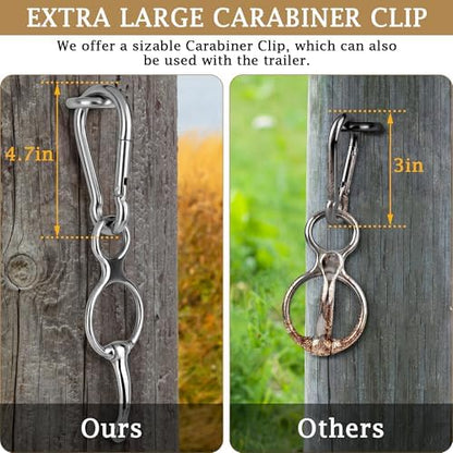 Horse Tie Ring (2 PCS) - Stainless Steel Tie Ring - Strong Magnets - Extra Large Carabiner Clip - Horse Tack and Supplies, Horse Training Equipment, Safe Horse Accessories